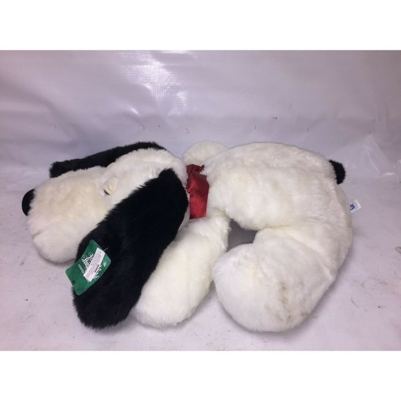 Lovable Huggable Lying DOG PLUSH 28" very soft black/white Pup - Picture 2 of 11
